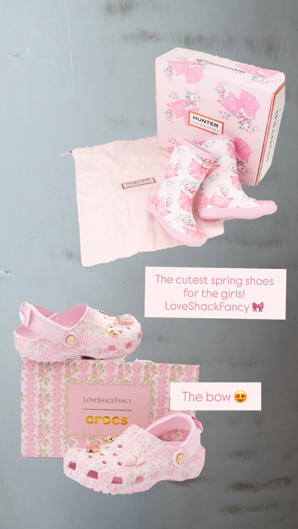 Adorable spring shoes for the girls! The cutest crocs ever with that cute little bow! 

LoveShackFancy
Crocs
Hunter boots 
Kids rain boots 
Kids crocs 

#LTKSeasonal #LTKootd #LTKKids