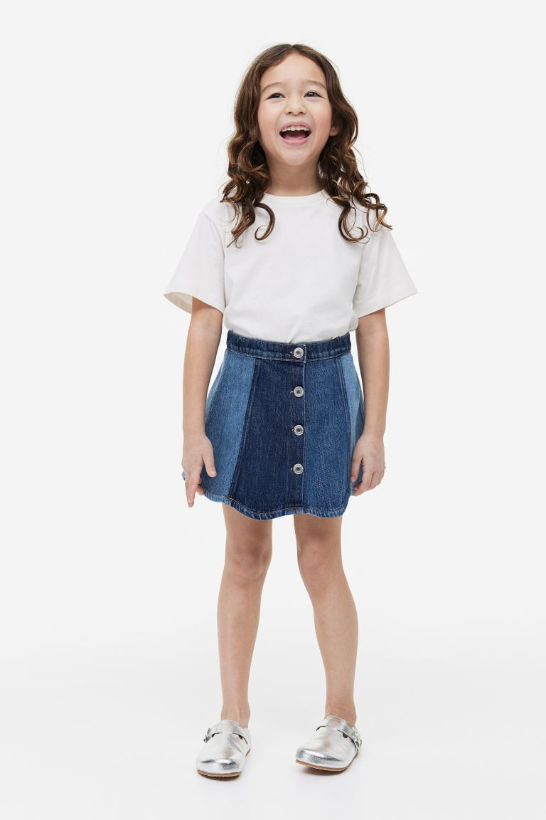 A-line Denim Skirt - Dark denim blue/denim blue - Kids | H&M US | H&M (US + CA)