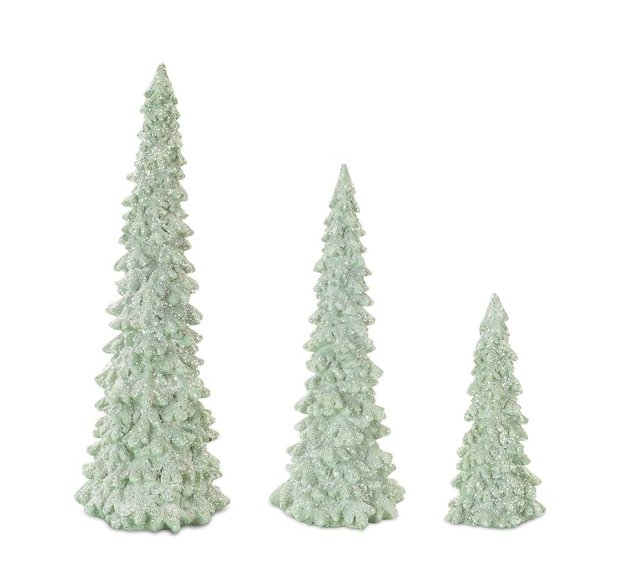 Tree Festive Green 12 inch Resin Stone Christmas Holiday Figurines Set of 3 | Amazon (US)