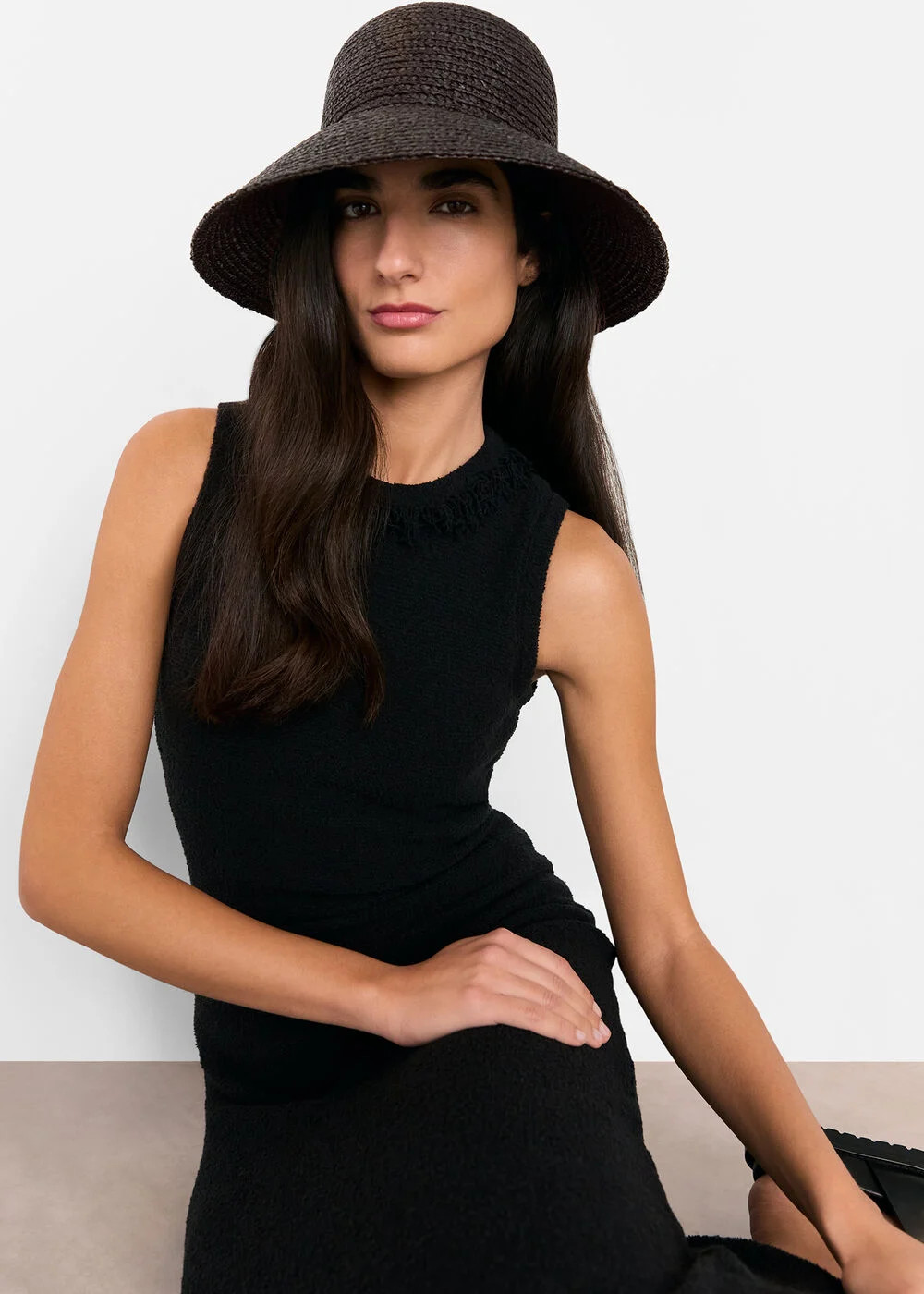 Black Wide Brim Straw Hat | WHISTLES | Whistles UK | | Whistles