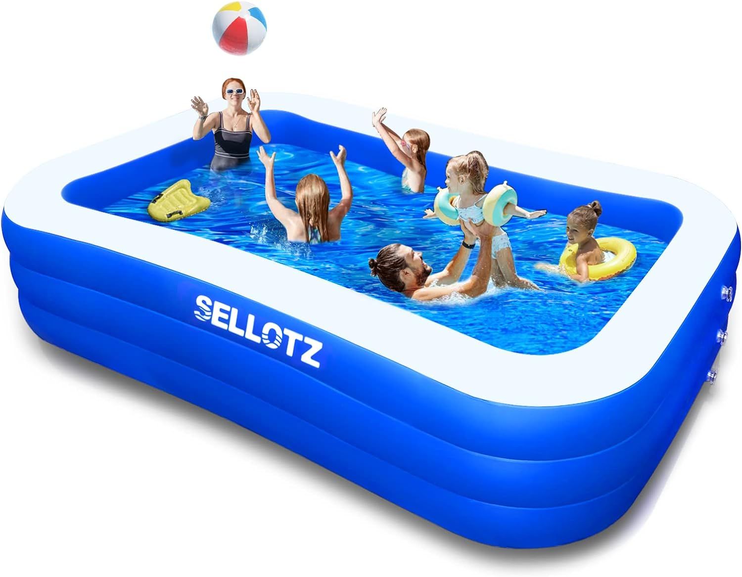 SELLOTZ Inflatable Pool for Kids and Adults, 120" X 72" X 22" Oversized Thickened Family Swimming... | Amazon (US)