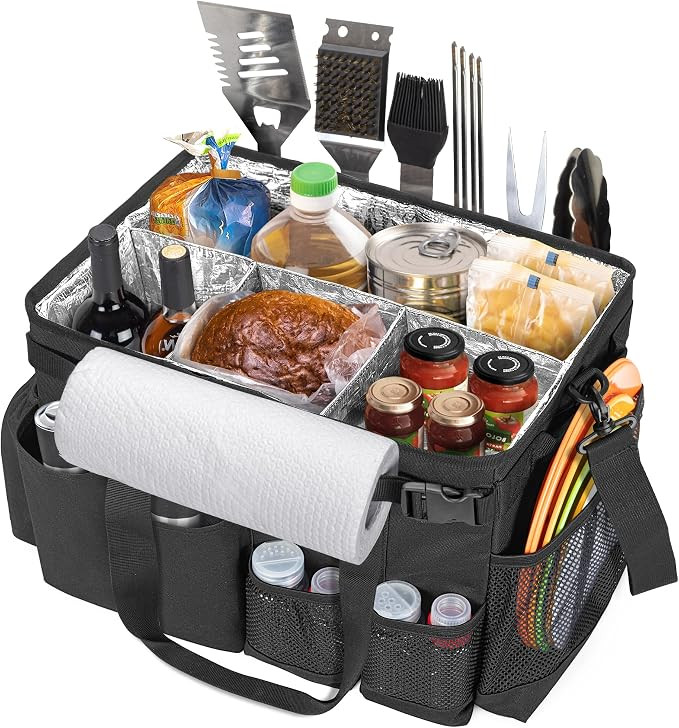 Large Grill Utensil Caddy with Paper Towel Holder, Outdoor Picnic Bag Organizer for BBQ Supplies ... | Amazon (US)