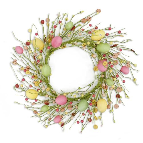 WreathDream Easter Wreaths for Front Door Easter Egg Wreath with Colorful Eggs,Berry for Front Door Indoor Outdoor Party Home Wall Window Festival Decoration | Amazon (US)