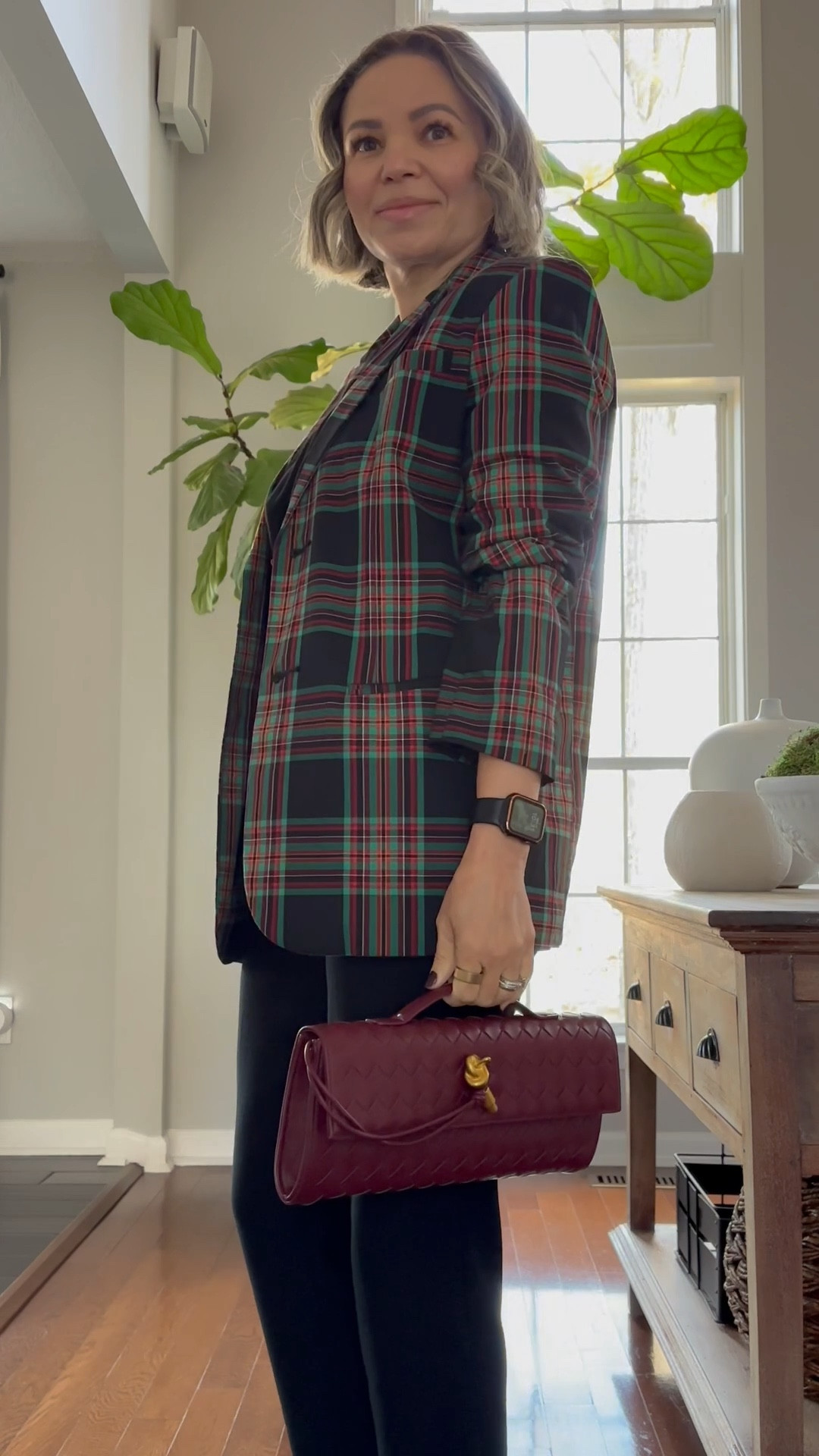 Holiday Christmas party outfit 
Plaid blazer paired with black high waisted pants, T-shirt and heels!
#christmasoutfit
#christmasparty


#LTKgrwm #LTKSeasonal #LTKHoliday