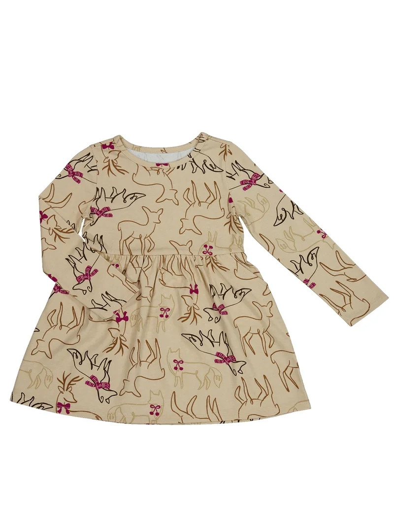 Wonder Nation Toddler Girls Long Sleeve Play Dress, Sizes 12M-5T | Walmart (US)