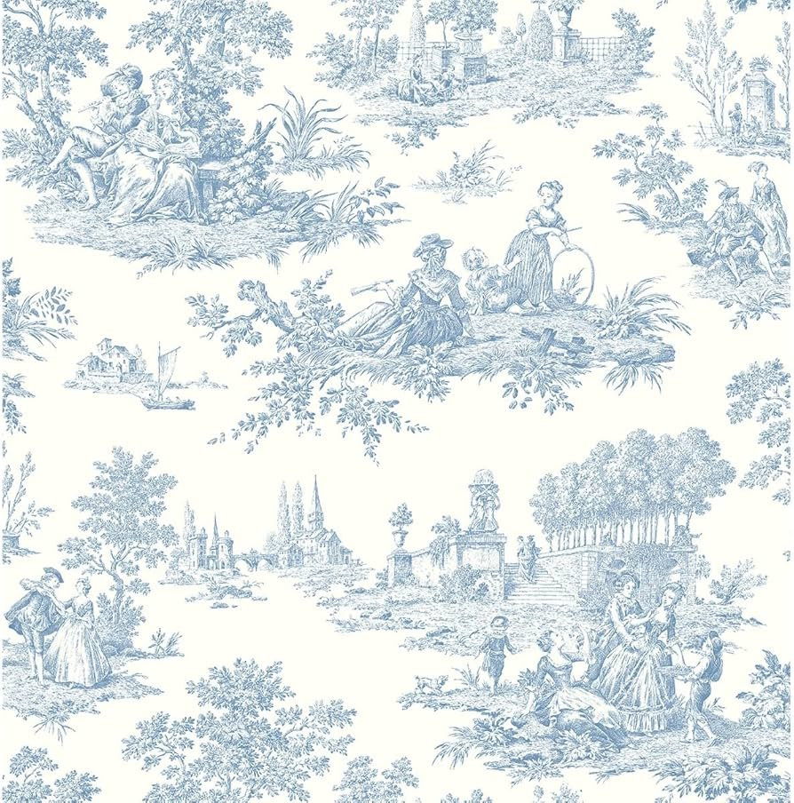 NextWall Chateau Toile Peel and Stick Wallpaper (Blue Bell) | Amazon (US)