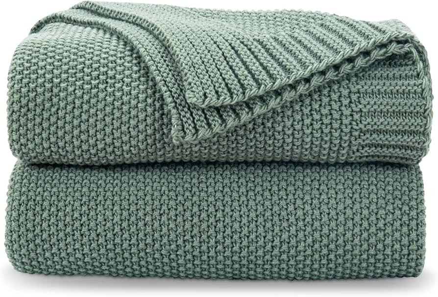 CozeCube Green Throw Blanket for Couch, Soft Cozy Cable Knit Throw Blanket for Bed Sofa Living Ro... | Amazon (US)