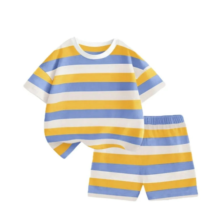 BLVB Toddler Baby Boys Girls Summer Clothes 2 Piece Striped Outfits Short Sleeve T-Shirt and Shor... | Walmart (US)