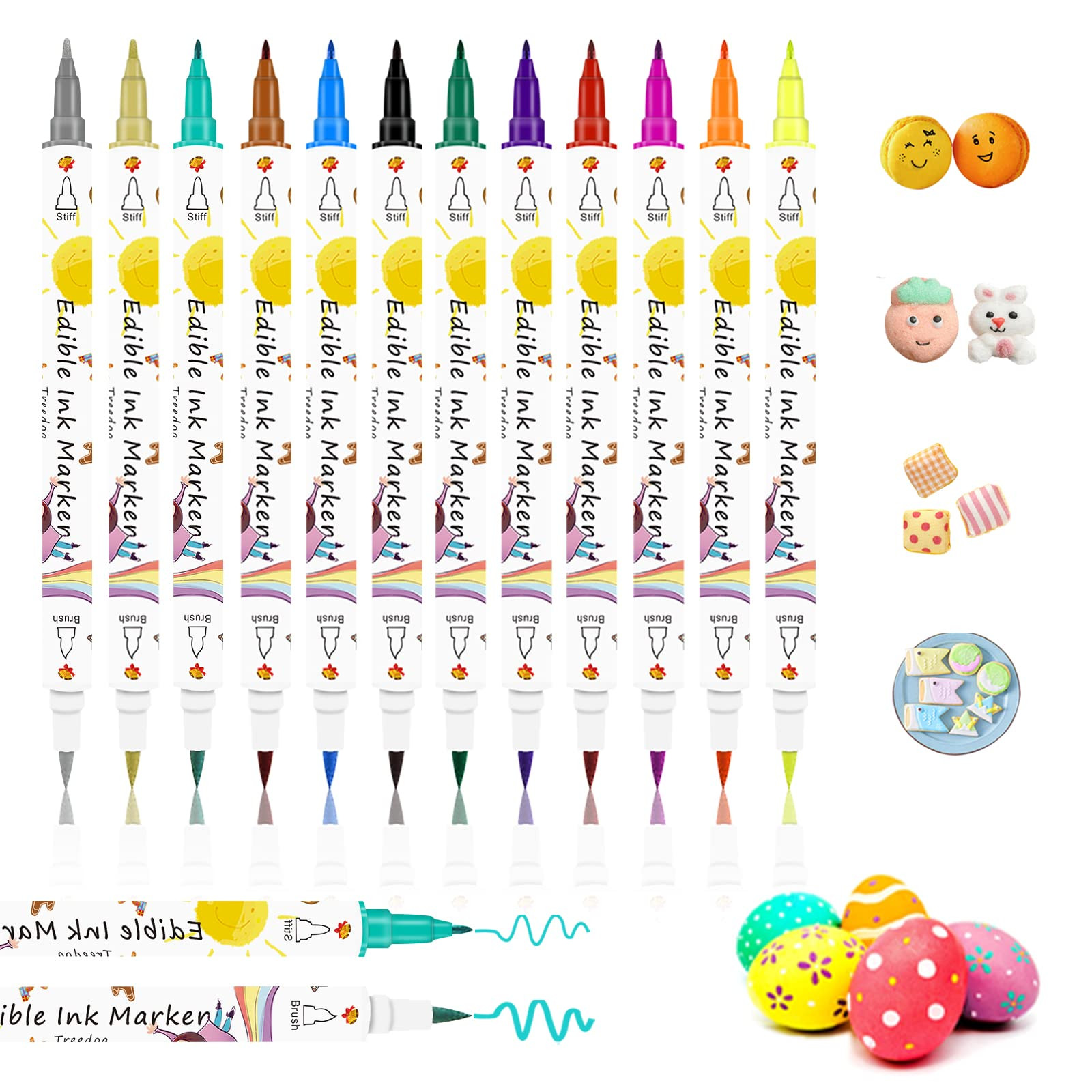 Food Coloring Marker Pens,12Pcs Dual Sided Food Grade and Edible Markers with Fine&Thick Tip,Edib... | Amazon (US)