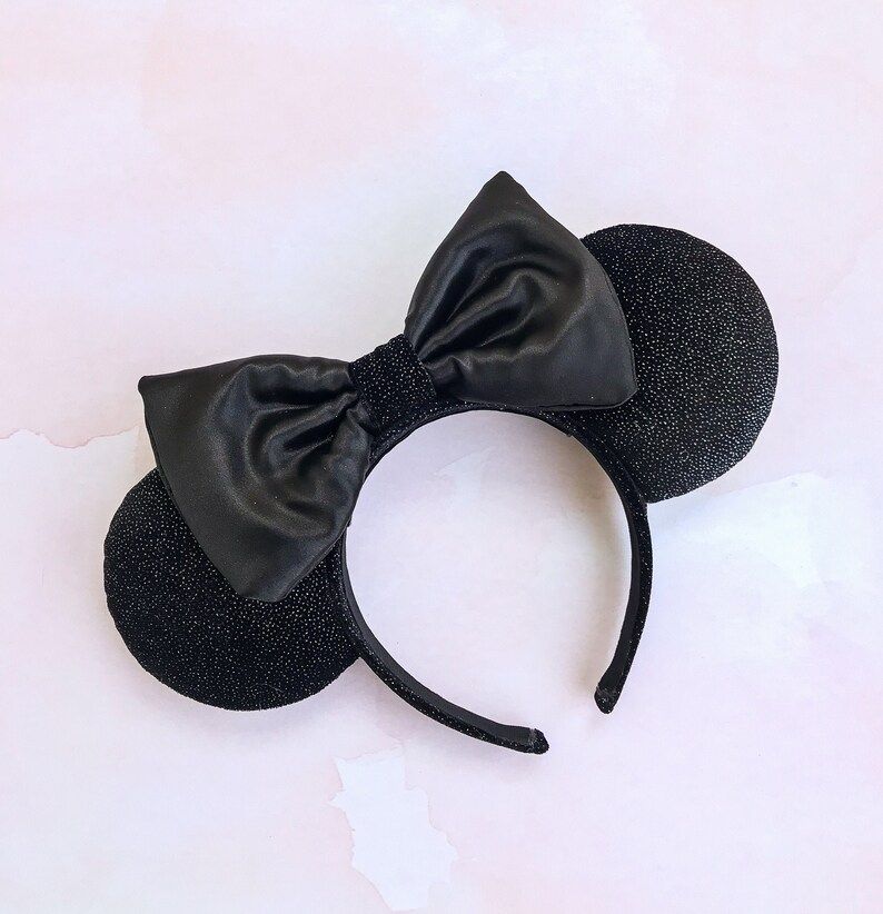 Black Velvet Sparkle Ears, Glitter Ears, All Black Ears, Monochromatic Ears, Mouse Ear Headband, ... | Etsy (US)