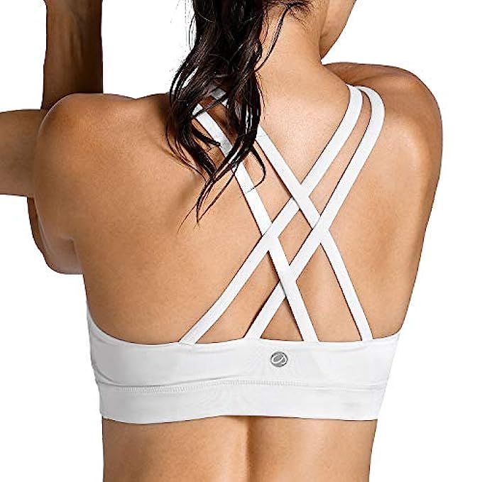 CRZ YOGA Women's Wirefree Padded Strappy Back Workout Yoga Sports Bra | Amazon (US)