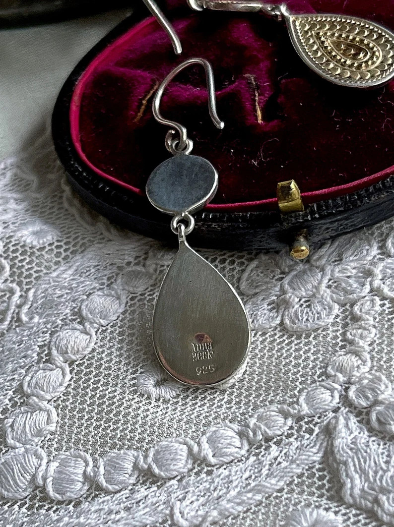 Vintage Haute Couture Anna Beck Handcrafted Sterling Silver Gold Rolled Textured Disc Designer Dr... | Etsy (US)