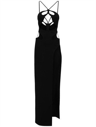 Mônot - Tech crepe dress w/cutouts - Black | Luisaviaroma | Luisaviaroma