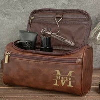 Personalized Faux Leather Toiletry Bag, Leather Dopp Bag, Groomsmen Gift, Christmas Gift for Dad,... | Etsy (US)