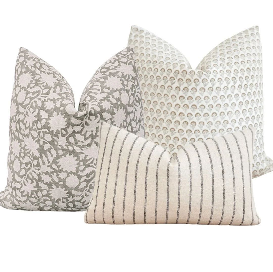 Remi Pillow Combo Set of Three Pillows Spring Pillow Set Designer Pillow Combination Decorative P... | Etsy (US)