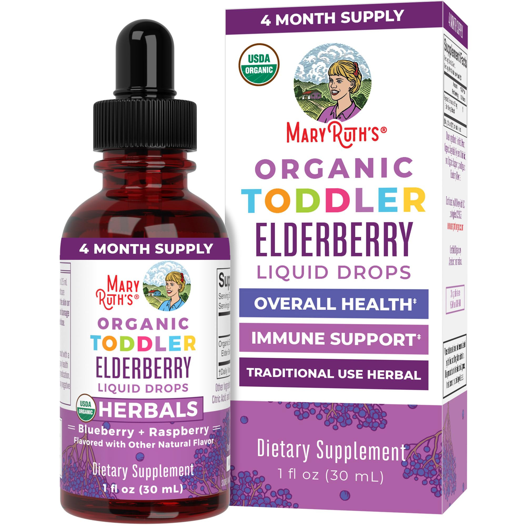 MaryRuth Organics Toddler Elderberry Syrup for Immune Support, USDA Organic Elderberry, Sugar Fre... | Amazon (US)