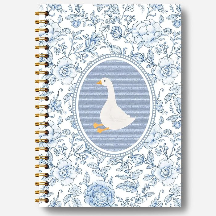 Guymn Blue and White Chinoiserie Goose Notebook, Grandmillennial Floral Goose Journal for Kids Gi... | Amazon (US)
