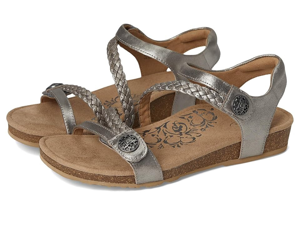 Aetrex Jillian Women's Sandals Brushed Silver: 9 M (B), Leather | Zappos.com