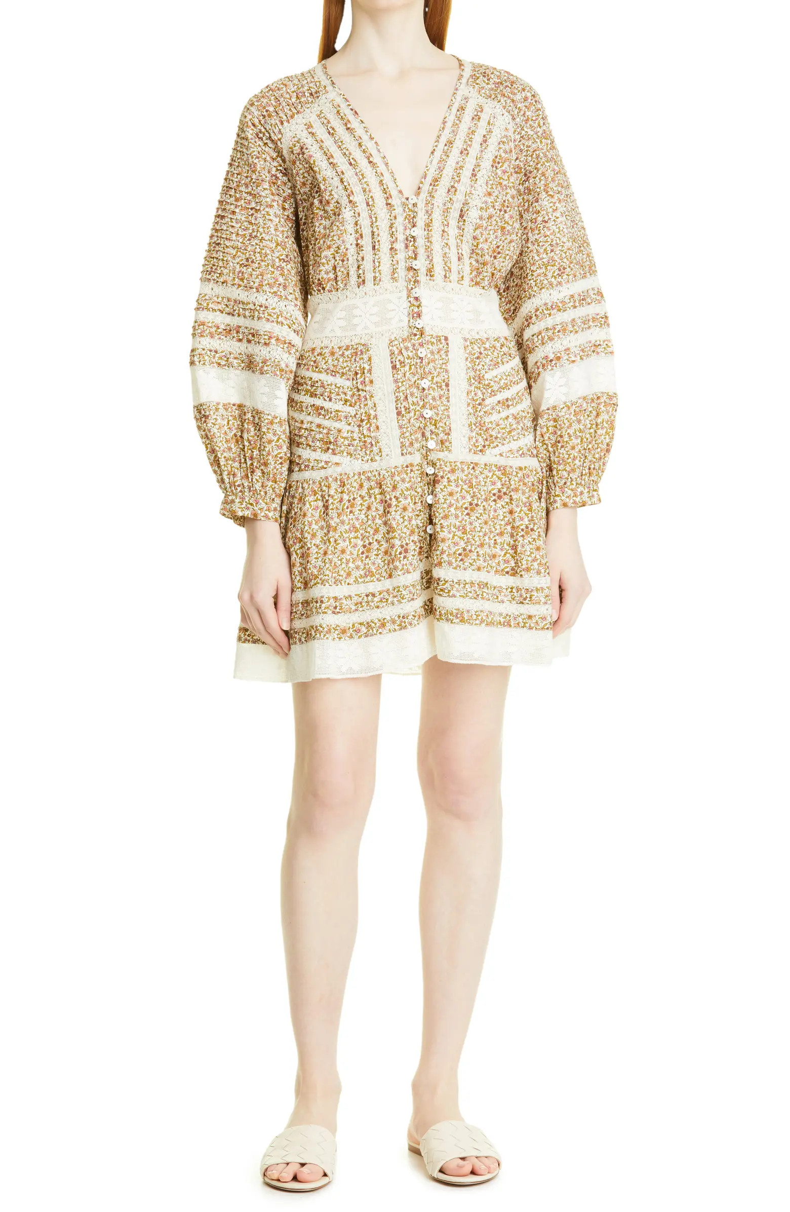 Veronica Beard Addilyn Floral Balloon Long Sleeve Cotton Dress | Nordstrom | Nordstrom