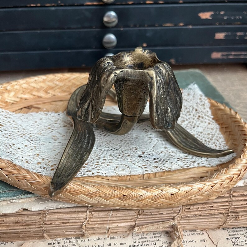 Vintage Brass Art Nouveau Candle Holder Home Iris Flower Decor Plant Gold Desk Book Shelf Candles... | Etsy (US)