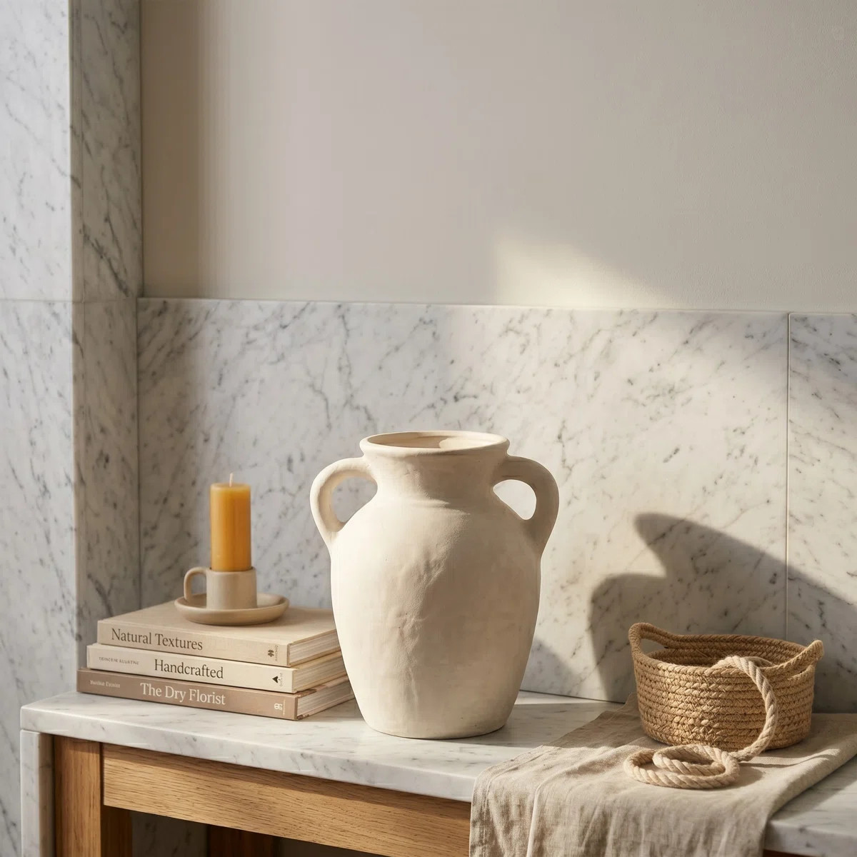 Kenith Handcrafted Paper Mache Vase with Amphora Shape and Handles - Rustic Decorative Accent for... | Wayfair North America
