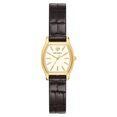 Tory Burch Eleanor Curve Faux Leather Strap Watch, 23mm x 31mm in Brown at Nordstrom | Nordstrom