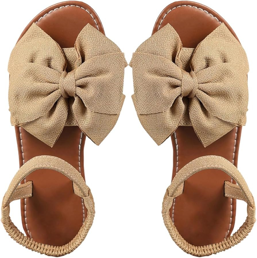 GORGLITTER Women's Ankle Strap Bow Sandals Criss Cross Open Toe Bowknot Dressy Beach Flat Sandals... | Amazon (US)