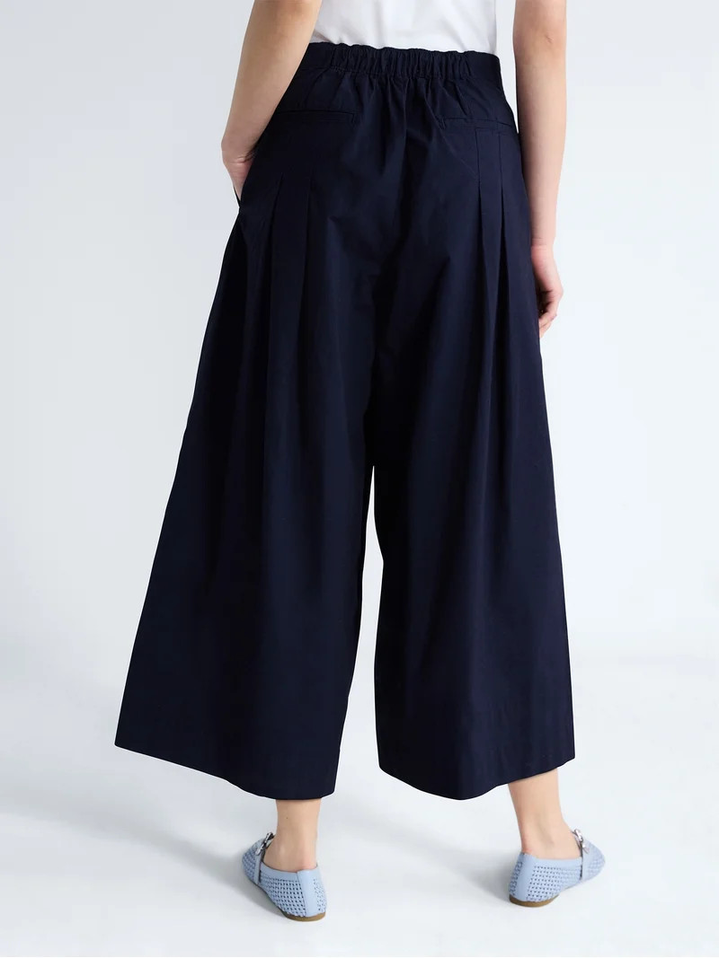 Free Assembly Women's and Women's Plus High Rise Wide Leg Pleated Culotte Pants, Sizes XS-XXL - W... | Walmart (US)