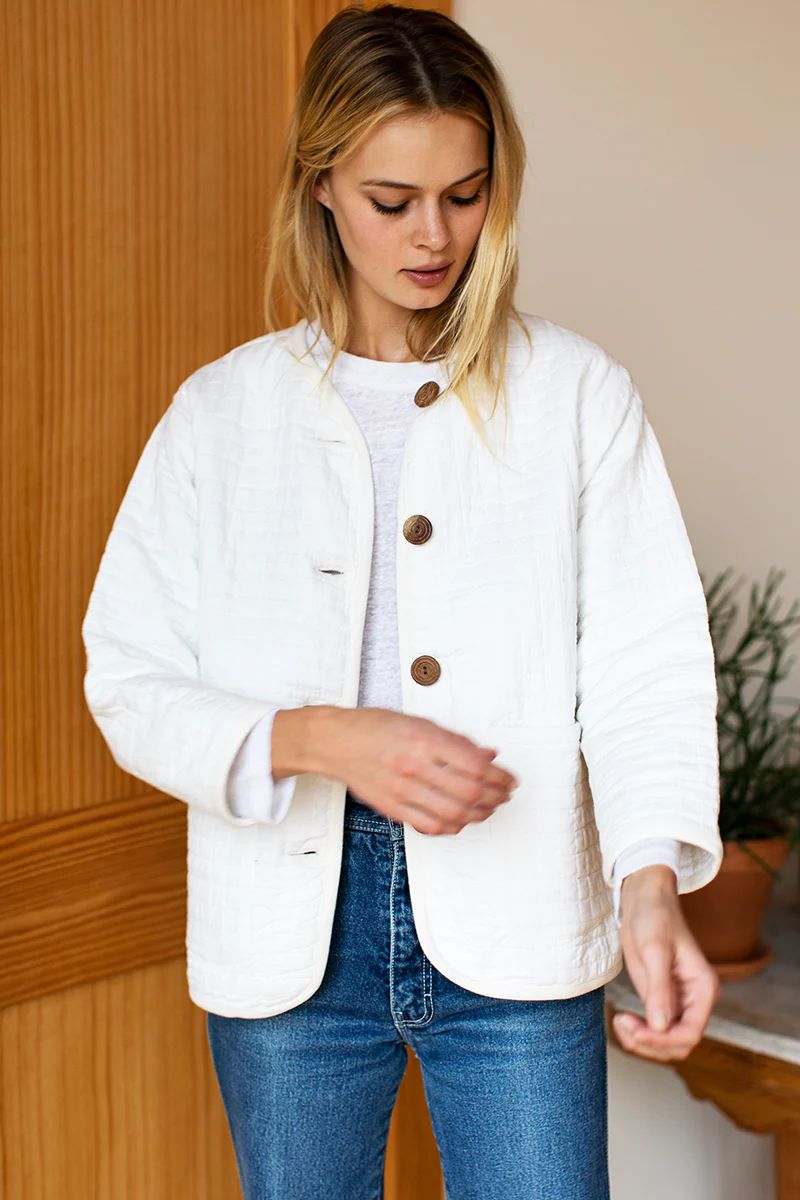 India Quilted Jacket - Cloud White Organic | Emerson Fry