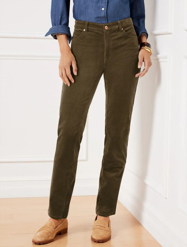 Stretch Corduroy Straight Leg Pants - Solids | Talbots