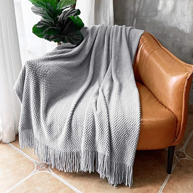 LOMAO Knitted Throw Blanket with Tassels Bubble Textured Soft Lightweight Throws for Couch Cover ... | Amazon (US)