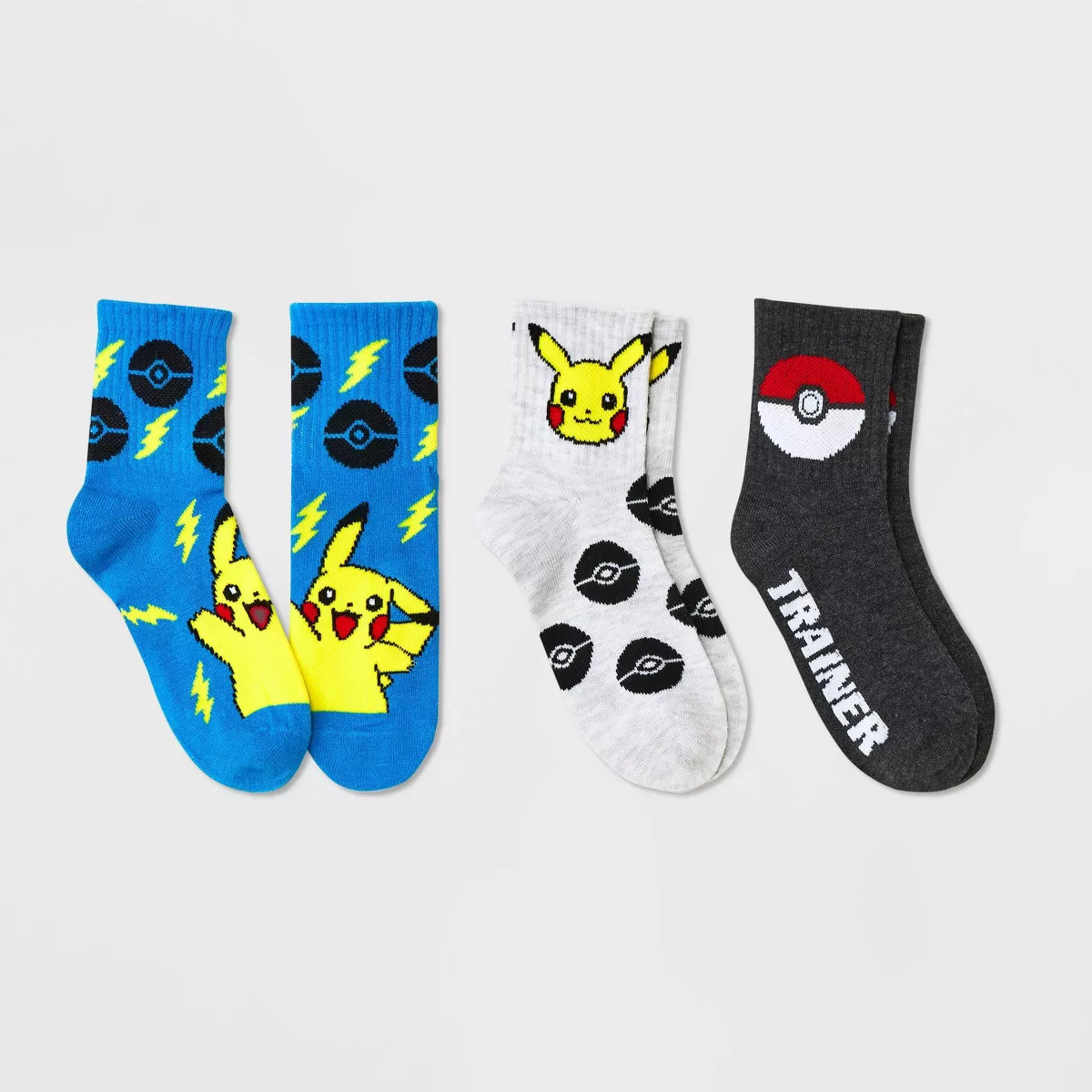Boys' Pokemon 3pk Crew Socks - Blue | Target