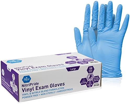 Med PRIDE NitriPride Nitrile-Vinyl Blend Exam Gloves, Large 100 - Powder Free, Latex Free & Rubber F | Amazon (US)