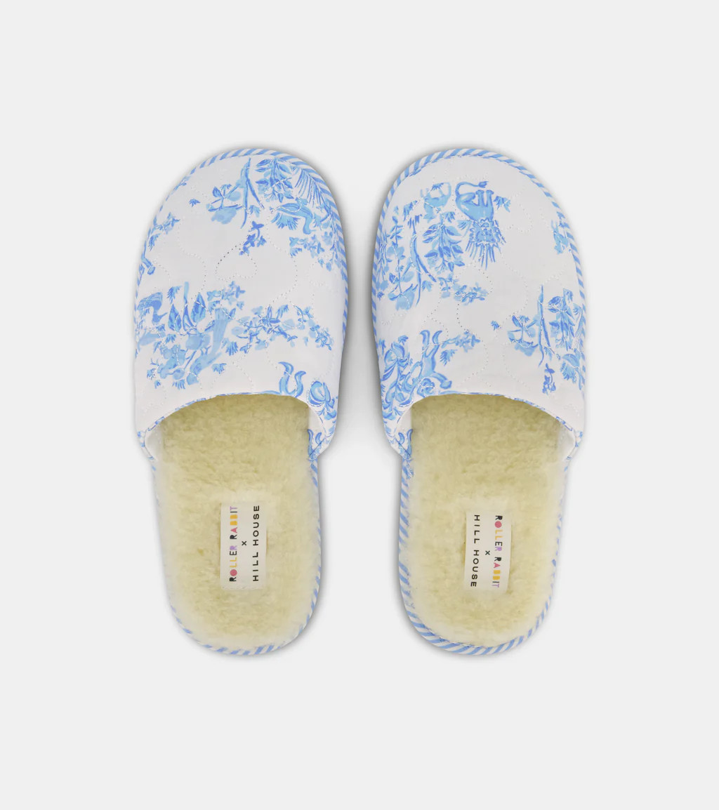 Roller Rabbit x Hill House Quilted Slipper - Blue Sherwood Forest Monkey | Hill House Home US