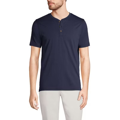 Lands' End Men's Short Sleeve Cotton Supima Jersey Henley | Target