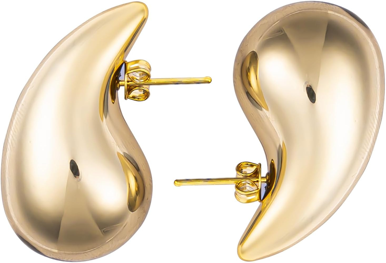 Lightweight Gold Hoop Earrings for Women, Chunky Drop Open Hoops Earrings, Gold Plated Trendy Hoo... | Amazon (US)