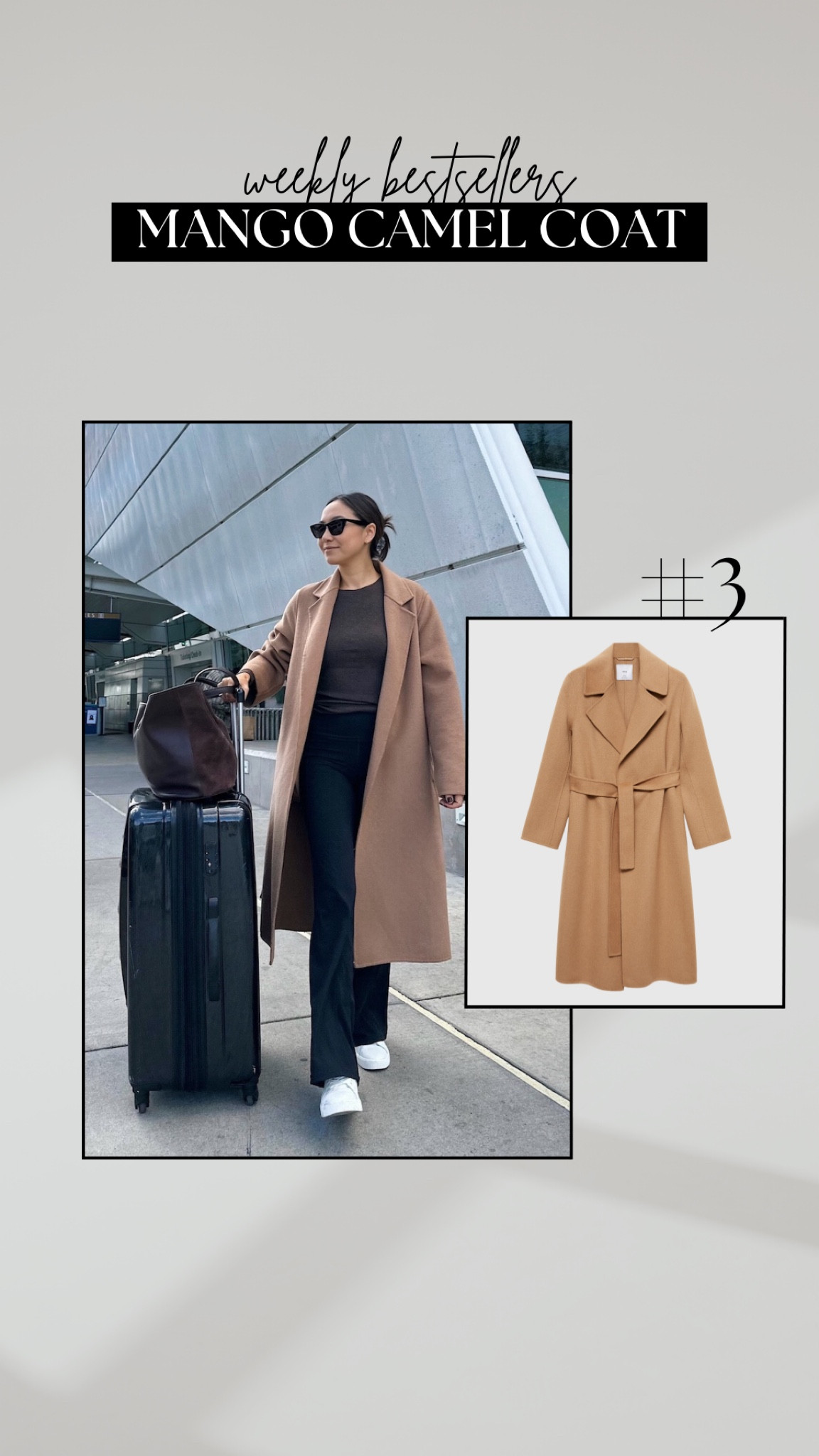 #3 bestseller this week: mango camel coat 

• I’m wearing xs 
• this is my favorite + most worn coat in my closet — this always sells out, so I would get your hands on one!! 
• available in 3 colors 

Fall style / fall fashion / fall coat / travel 

#LTKTravel #LTKSeasonal