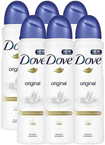 Dove Original Aerosol Spray Deodorant & Anti-Perspirant 150ML / 5.07 Oz,(6 Pack) | Amazon (US)
