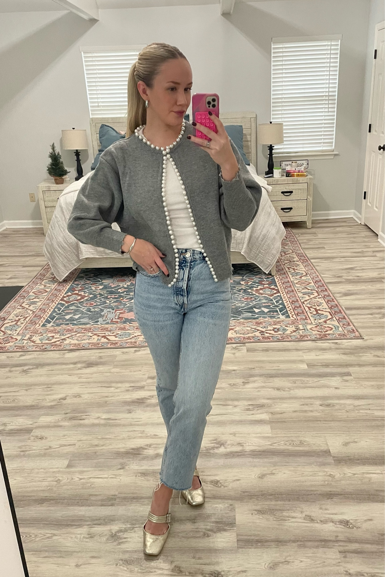 Sweater is commense - see my tiktok for discount code! Everything else linked. Cute holiday sweater cardigan outfit ✨

#LTKworkwear #LTKshoecrush #LTKSeasonal