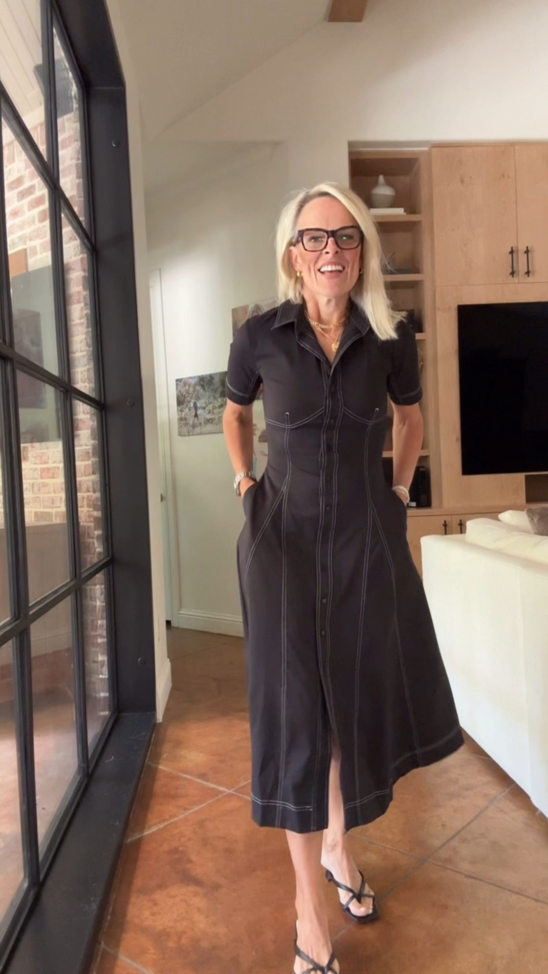 Cotton poplin dress with pockets 
For is true to size 

Buttons do function, contrast stitching

Anthropologie 

#LTKFamily #LTKStyleTip #LTKOver40