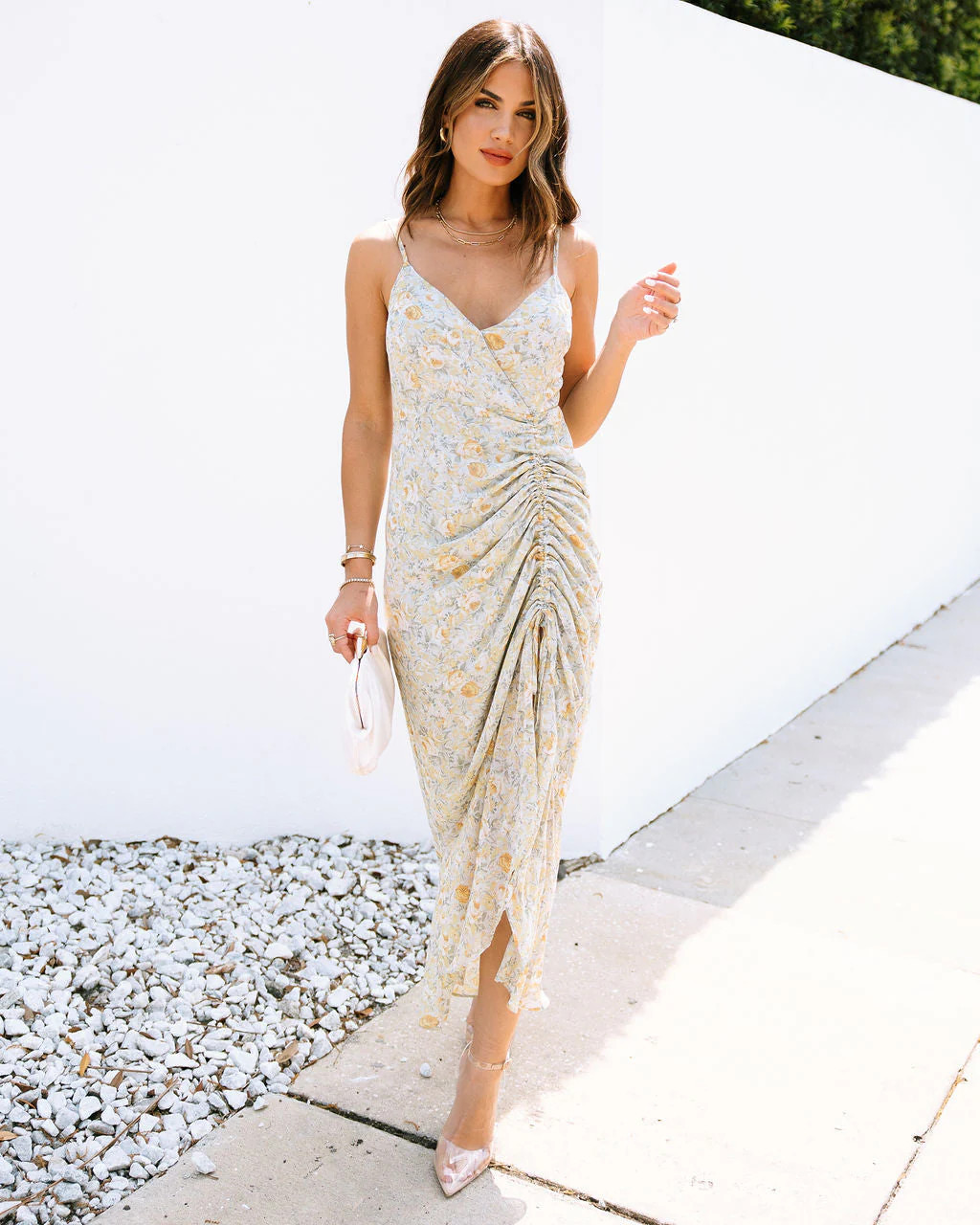 Give Them Kindness Floral Ruched Midi Dress | VICI