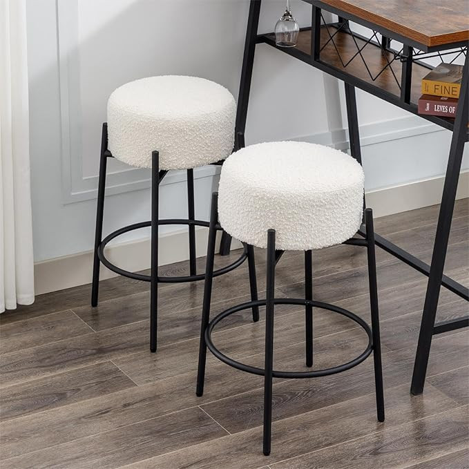 Swivel Bar Stool Set of 2, Boucle Counter Stool with Thick Cushion, Modern Bar Stools No Back, Ro... | Amazon (US)