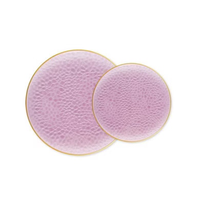 Smarty Had A Party Clear Pink w/ Gold Rim Hammered Glass Plastic Dinnerware Set - 60 Sets | Target