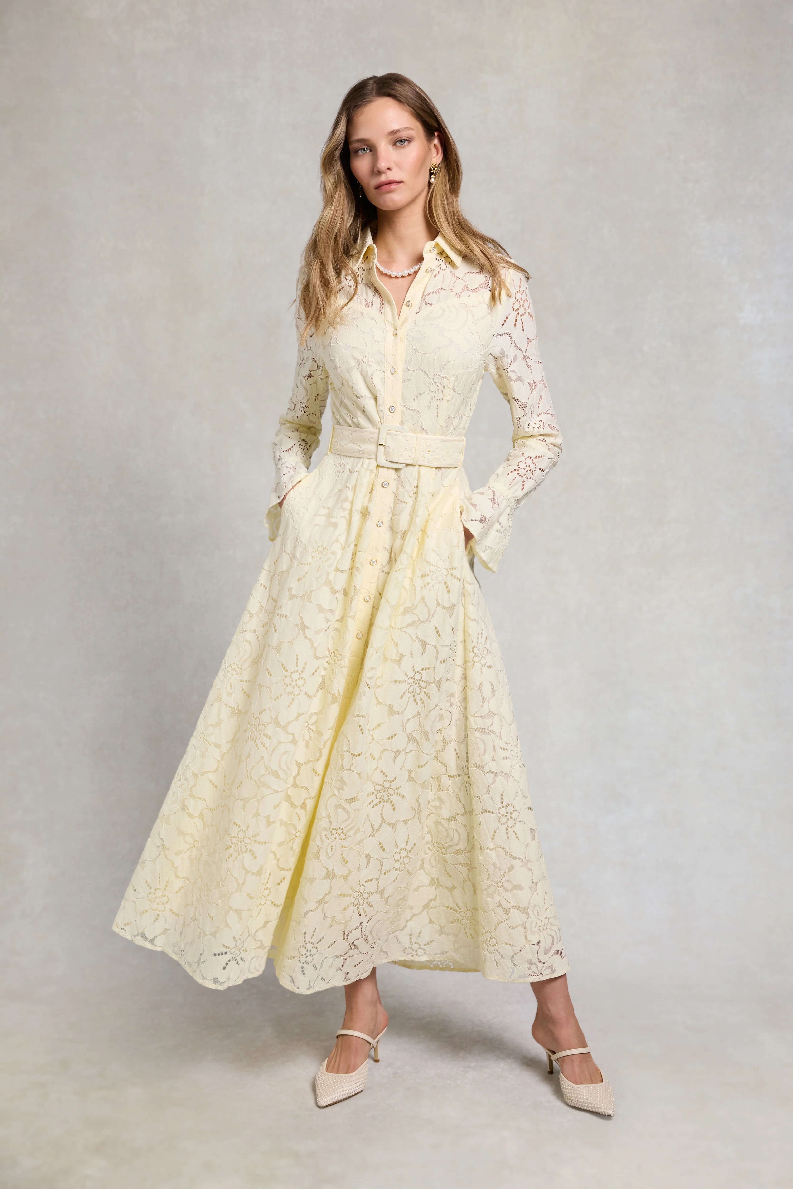 Annabel Lace Dress (Lemon) | Holland Cooper