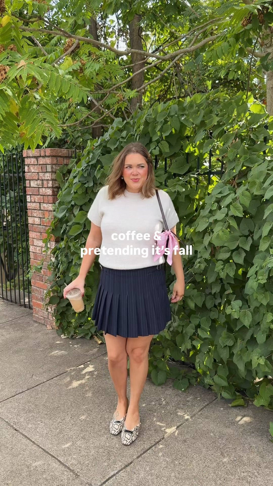 Fall @jcrew outfit! Wearing large in sweater tee and 14 in skirt. Snakeskin flats are gorg and my bag is on sale! #ad #injcrew

#LTKootd #LTKMidsize