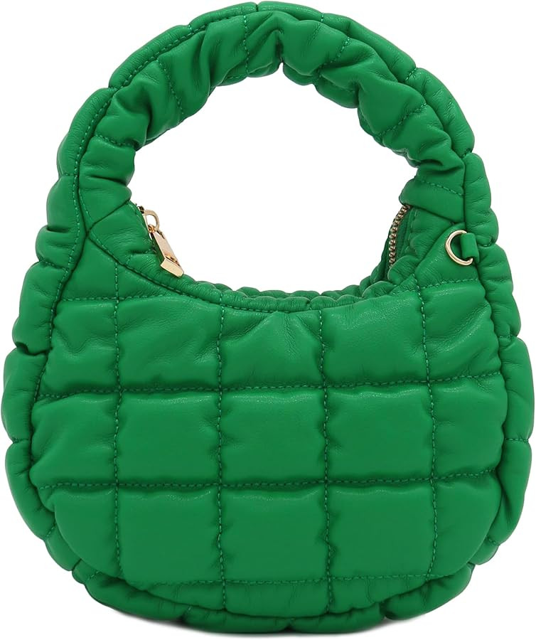 FashionPuzzle Mini Quilted Soft PU Leather Crescent Puffer Crossbody Evening Bag | Amazon (US)