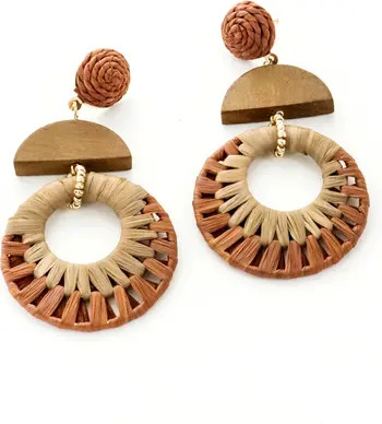 Wood & Raffia Drop Earrings | Nordstrom
