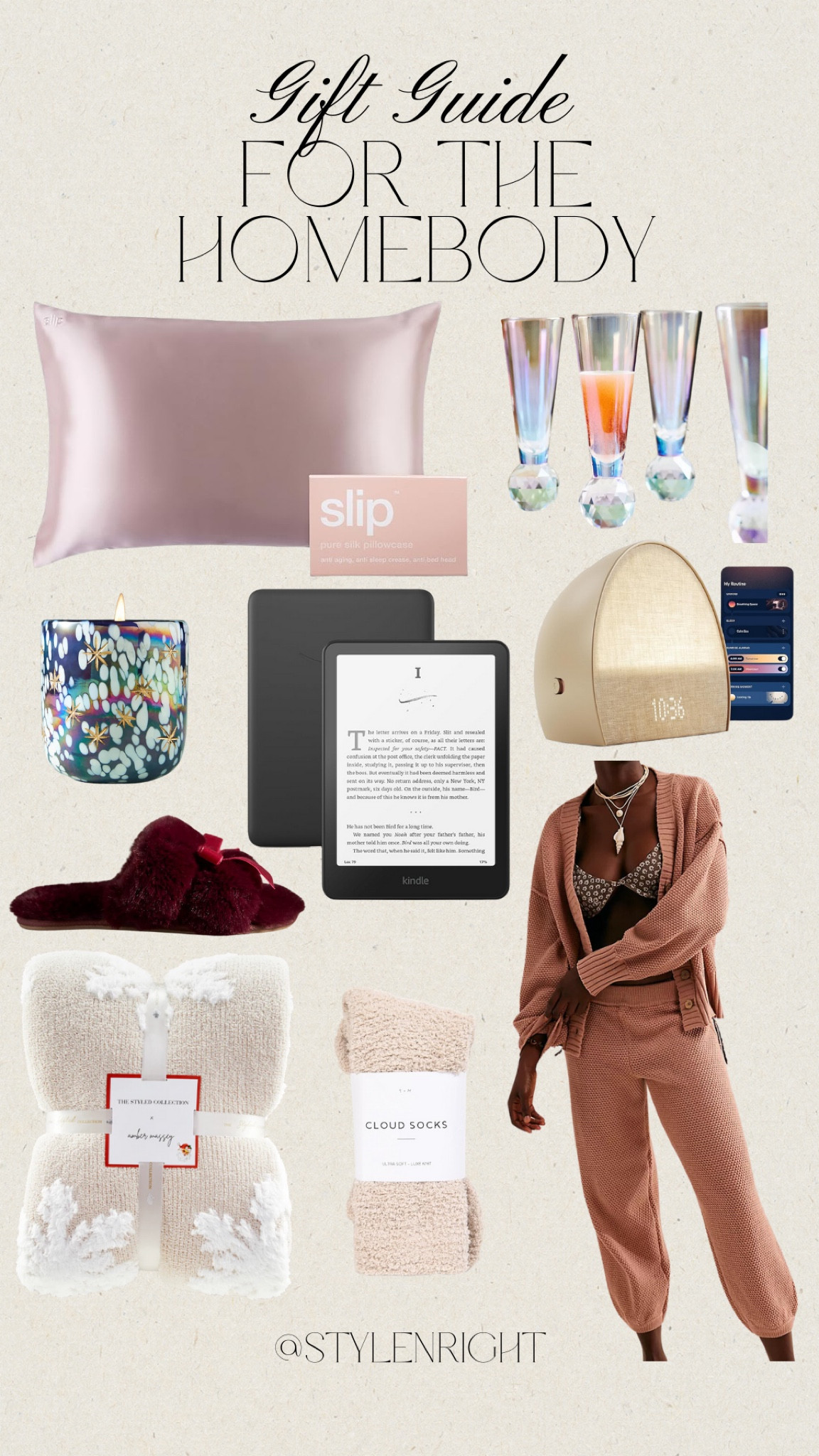 Gifts for the Homebody! 

Gift guide, gifts for her, gift for the homebody, cozy gifts, holiday, Christmas, gift ideas, Christmas gift ideas, presents, silk pillow, champagne flutes, alarm clock, Amazon kindle, free people set, socks, blanket, slippers, candle 

#LTKHoliday #LTKGiftGuide #LTKSeasonal
