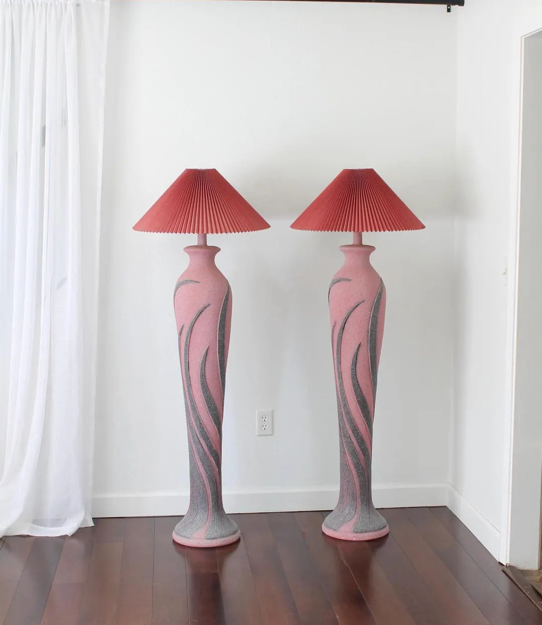 Vintage 80s/90s Sculptural Floor Lamps: Pink & Gray Postmodern Lighting (Pair) | Etsy (US)