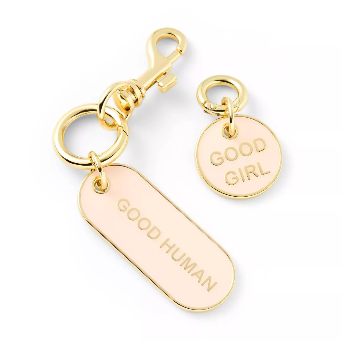 "Good Human" and "Good Girl" Keychain & Collar Tag Set - Pink/Gold - The Cuddle Collab | Target